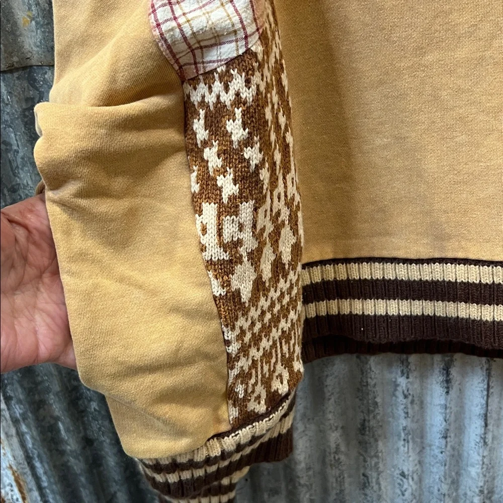 Oli & Hali Patchwork Beige Cream and Brown Knit Pullover